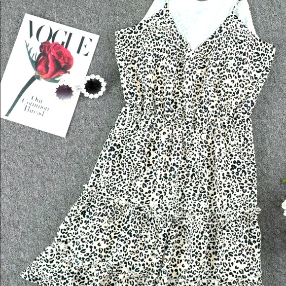 Leopard Print Ruffled Spaghetti Strap Dress - Picture 5 of 9